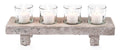 4Pc Glass Candle Holder on Ceramic Base-abc