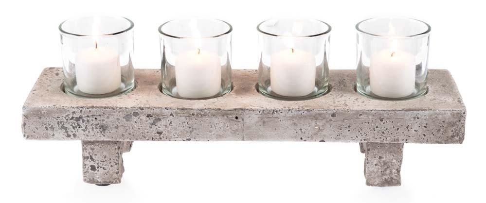 4Pc Glass Candle Holder on Ceramic Base-abc