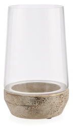 Glass Cylinder Hurrican Lamp with Terracotta Base Large-abc