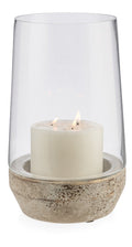 Glass Cylinder Hurrican Lamp with Terracotta Base Large-abc