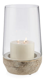 Glass Cylinder Hurrican Lamp with Terracotta Base Large-abc