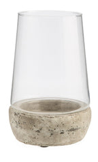 Glass Cylinder Hurrican Lamp with Terracotta Base Medium-abc
