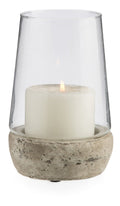 Glass Cylinder Hurrican Lamp with Terracotta Base Medium-abc