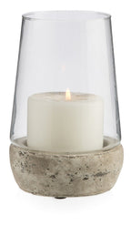 Glass Cylinder Hurrican Lamp with Terracotta Base Medium-abc