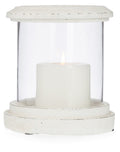 Glass Round Candleholder with Cement Base and Rim-abc