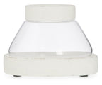 Glass Chimney Candleholder with Cement Base and Rim Medium-abc
