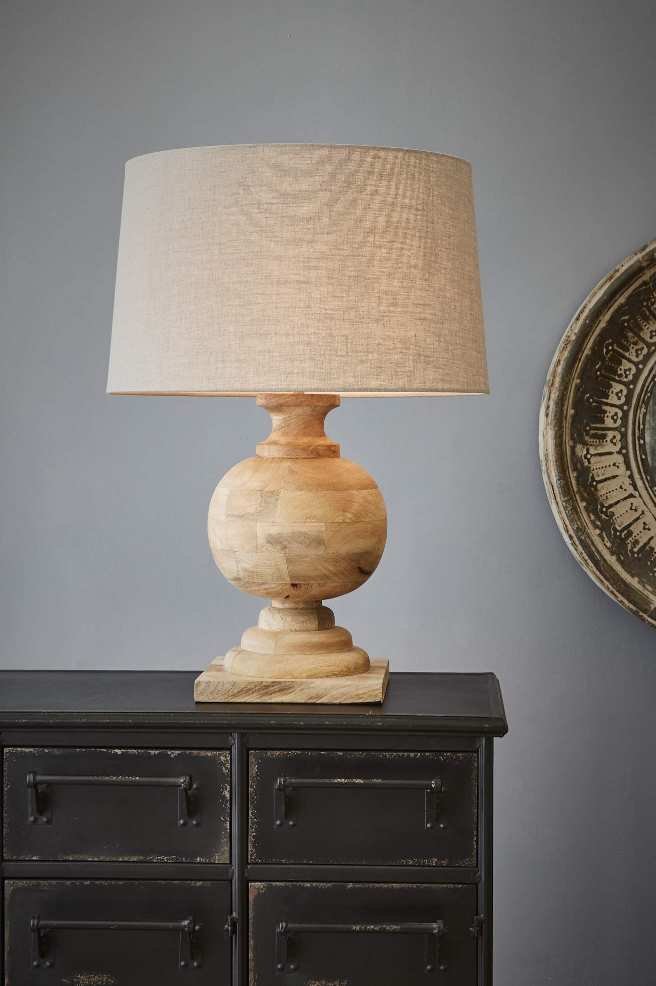 Coach - Natural - Turned Wood Ball Balustrade Table Lamp-abc
