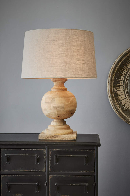 Coach - Natural - Turned Wood Ball Balustrade Table Lamp-abc