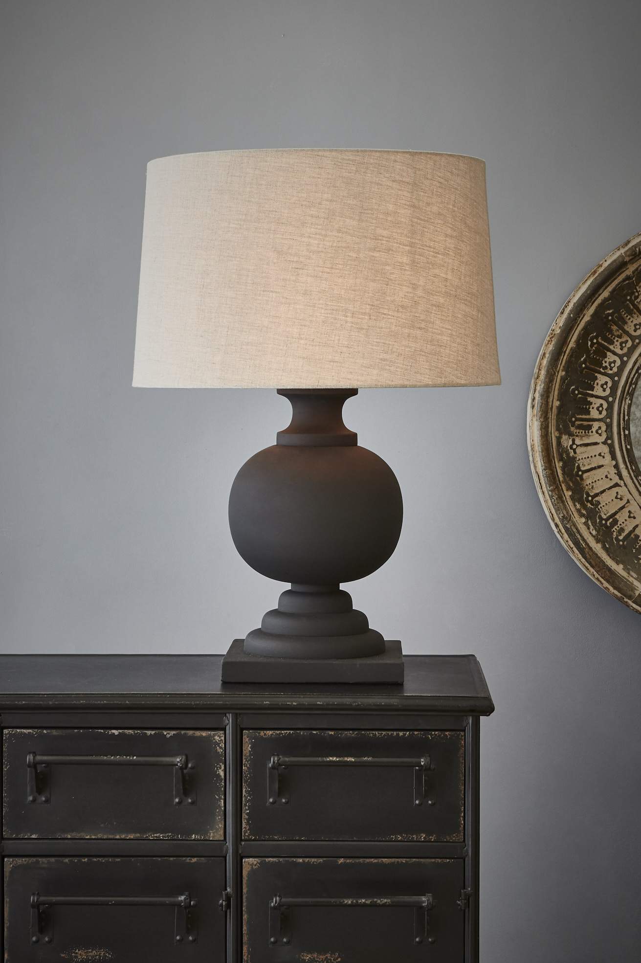 Coach - Black - Turned Wood Ball Balustrade Table Lamp-abc