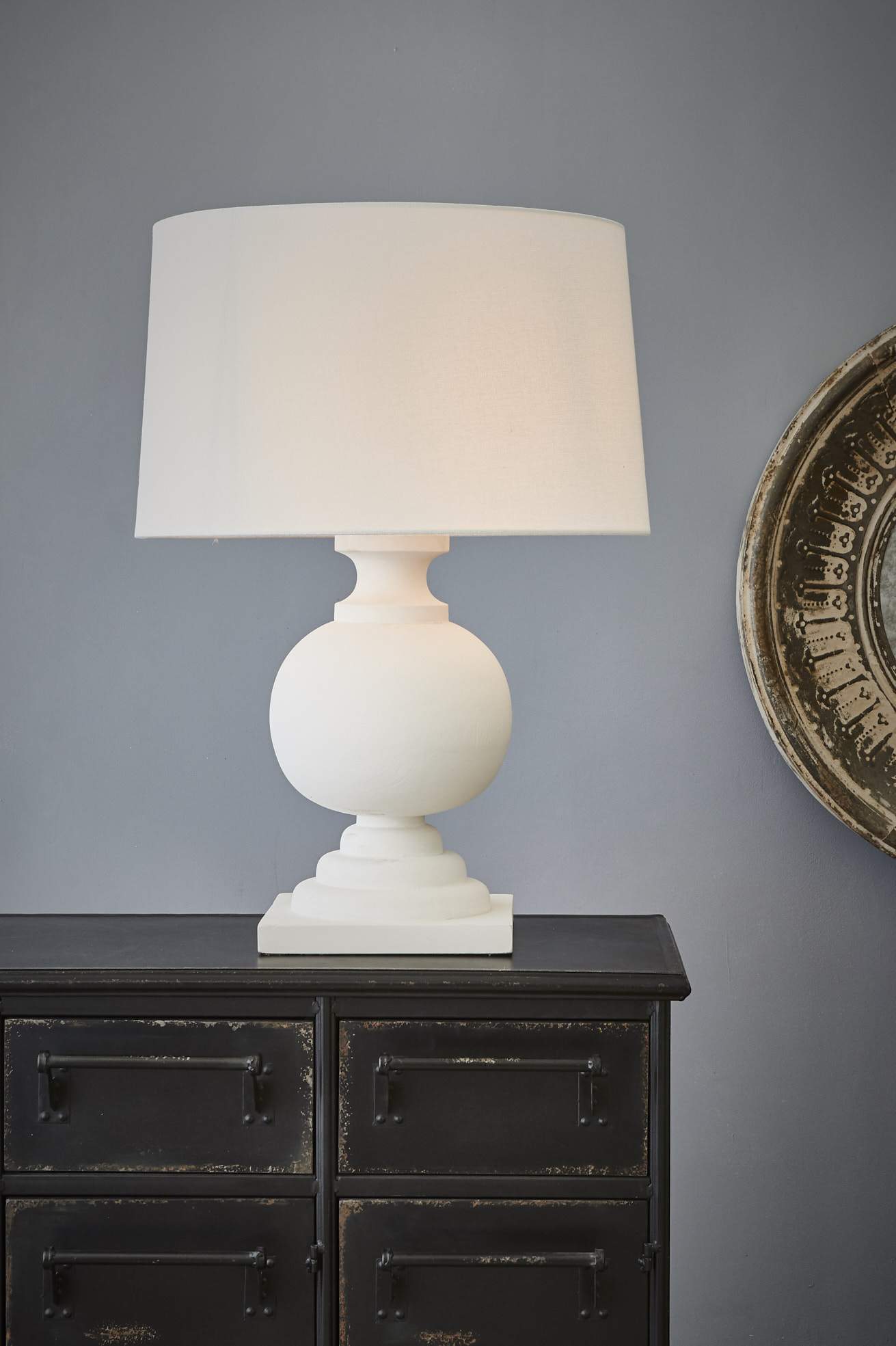 Coach - White - Turned Wood Ball Balustrade Table Lamp-abc