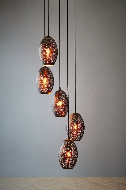 Constellation - Black - Perforated Pendant Light Cluster-abc