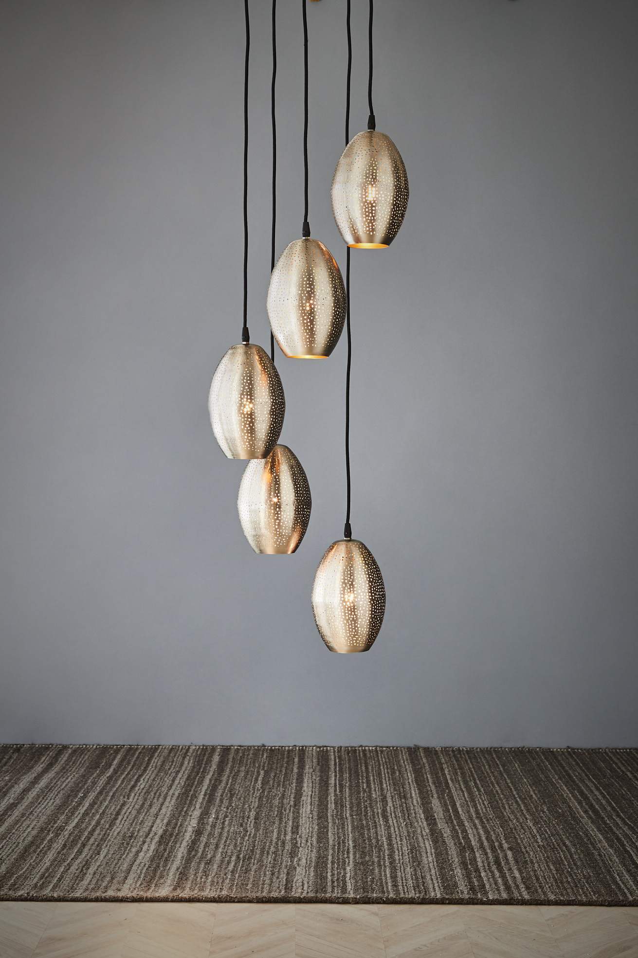 Constellation - Nickel - Perforated Pendant Light Cluster-abc