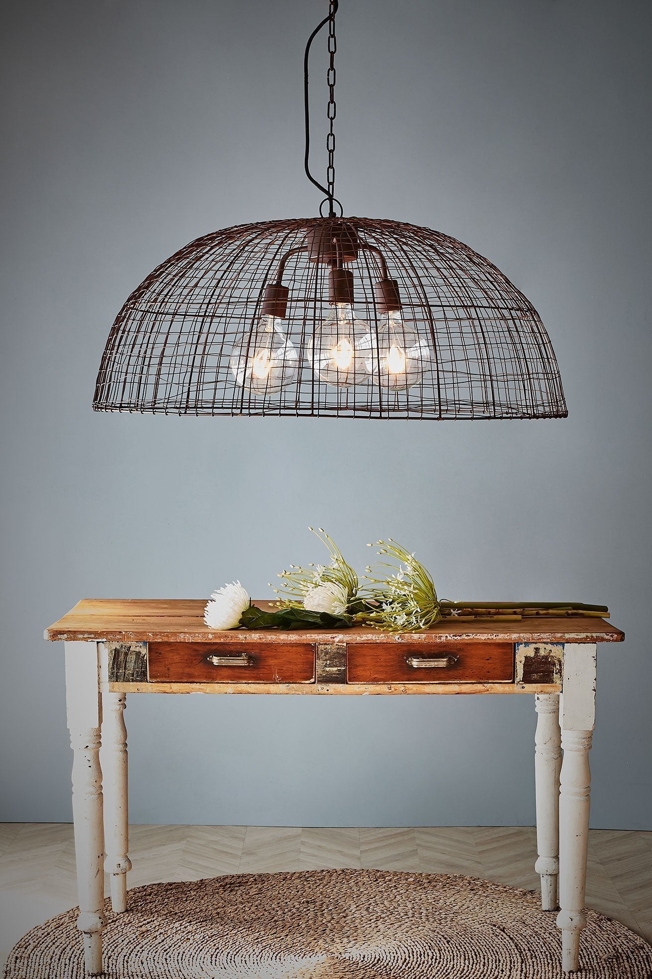 Cray Dome - Antique Copper - Wire Weave Dome Pendant Light-abc