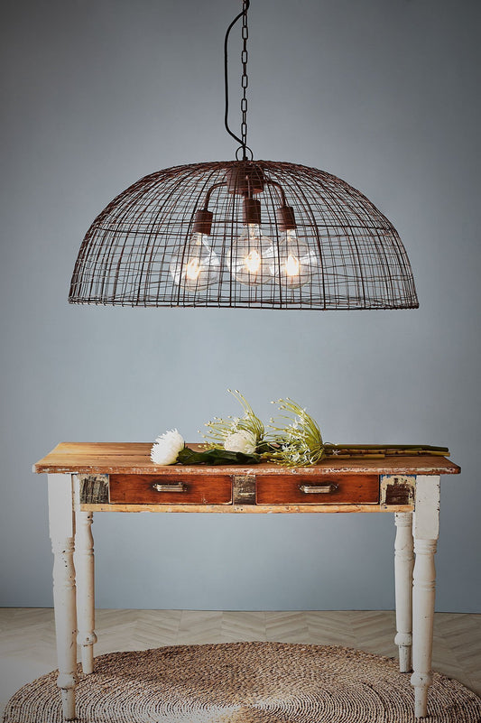 Cray Dome - Antique Copper - Wire Weave Dome Pendant Light-abc