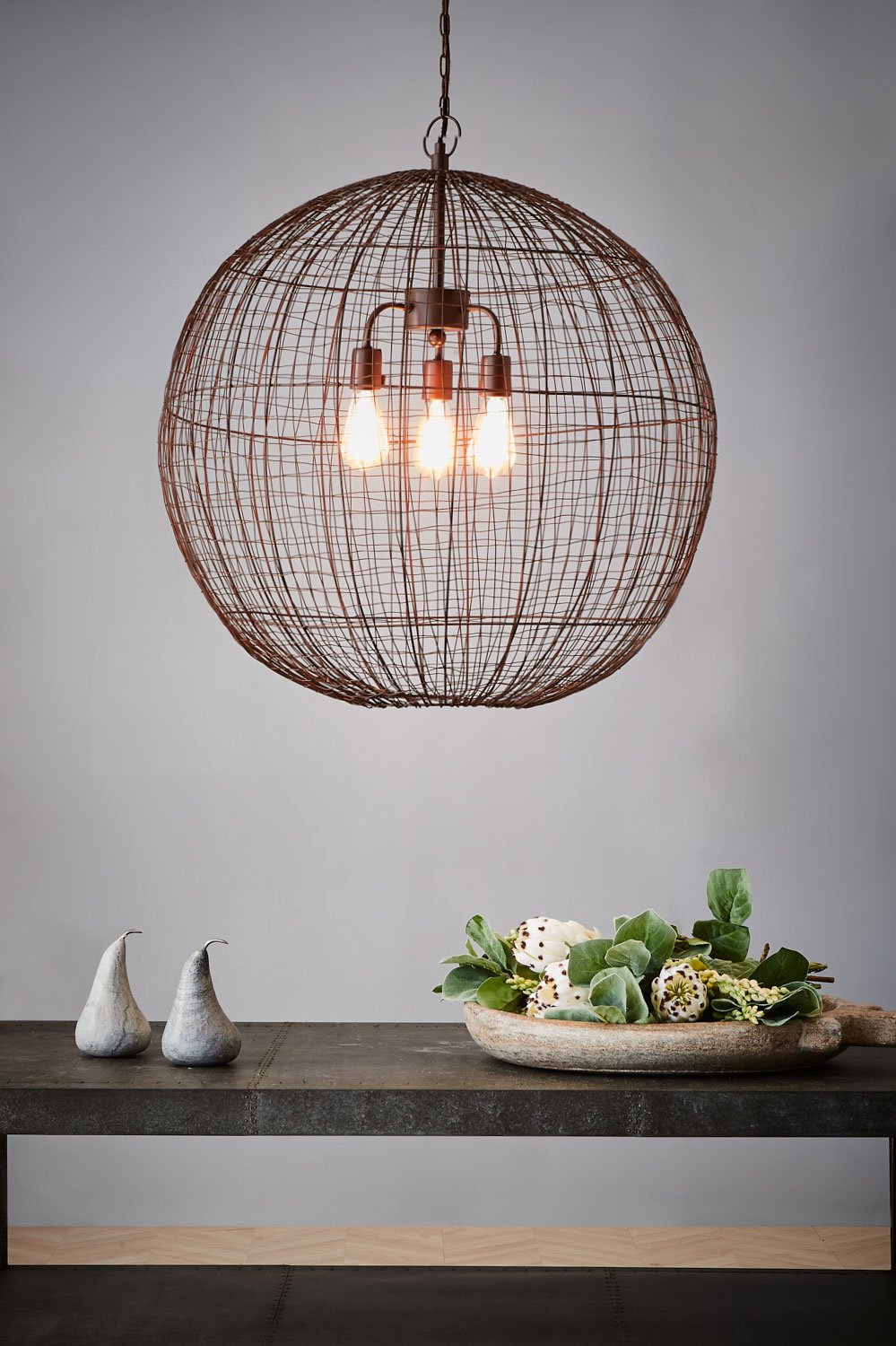 Cray Ball Large - Antique Copper - Wire Weave Ball Pendant Light-abc