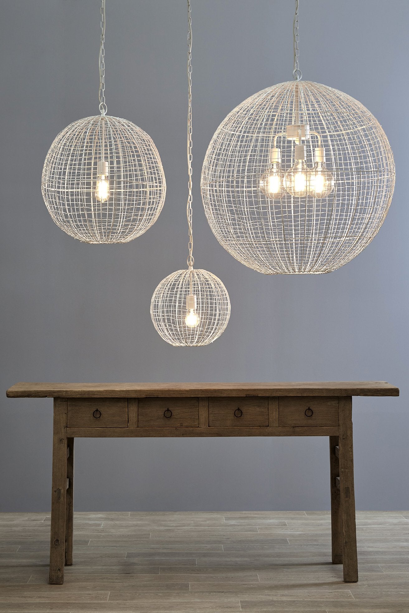 Cray Ball Large - White- Wire Weave Ball Pendant Light-abc