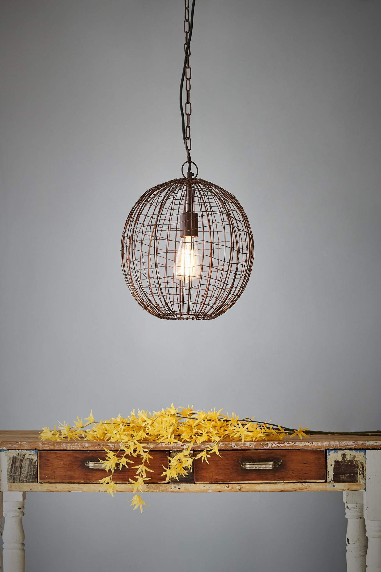 Cray Ball Small - Antique Copper - Wire Weave Ball Pendant Light-abc