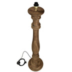 Candela Large - Dark Natural - Turned Wood Candlestick Floor Lamp-abc