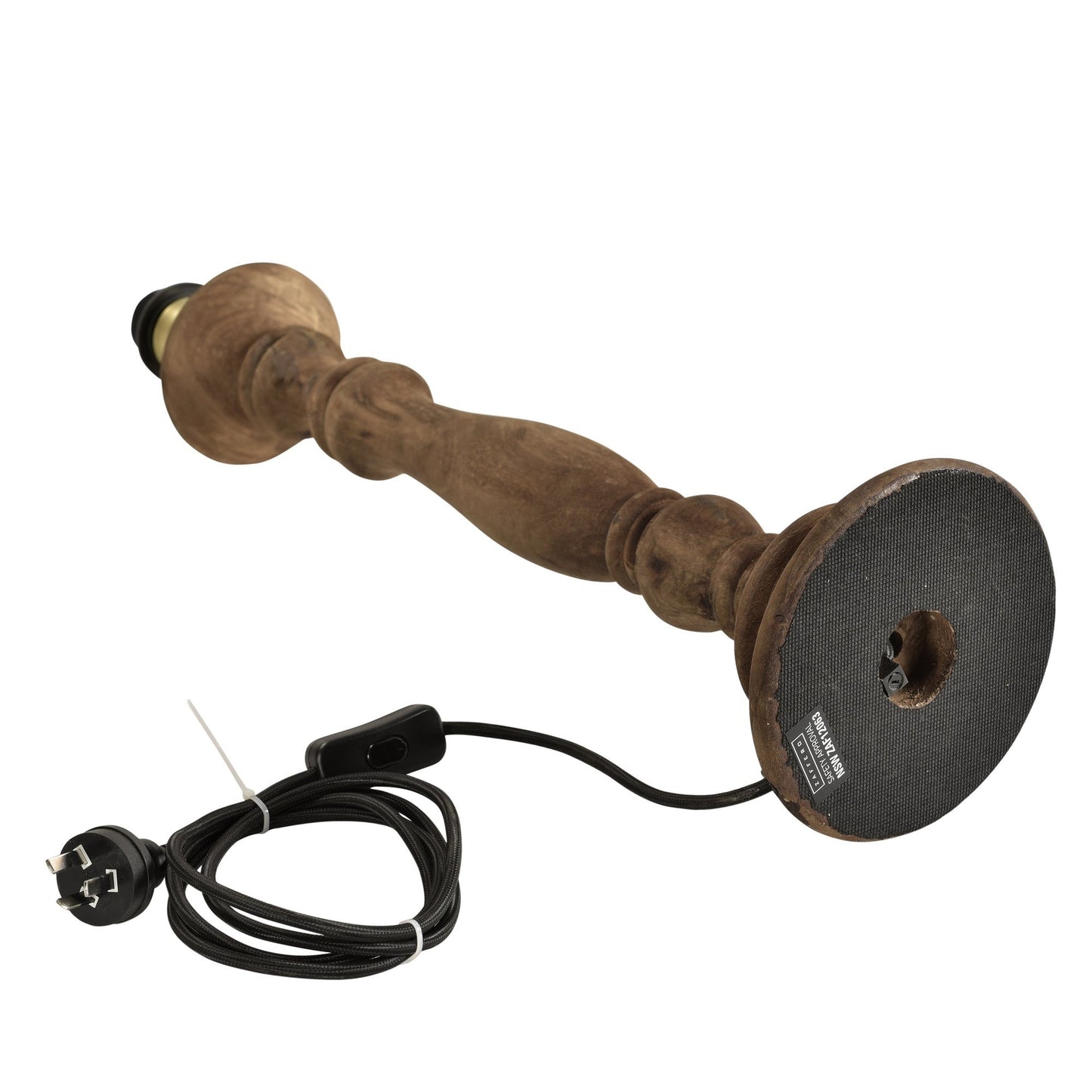 Candela Small - Dark Natural - Turned Wood Candlestick Table Lamp-abc