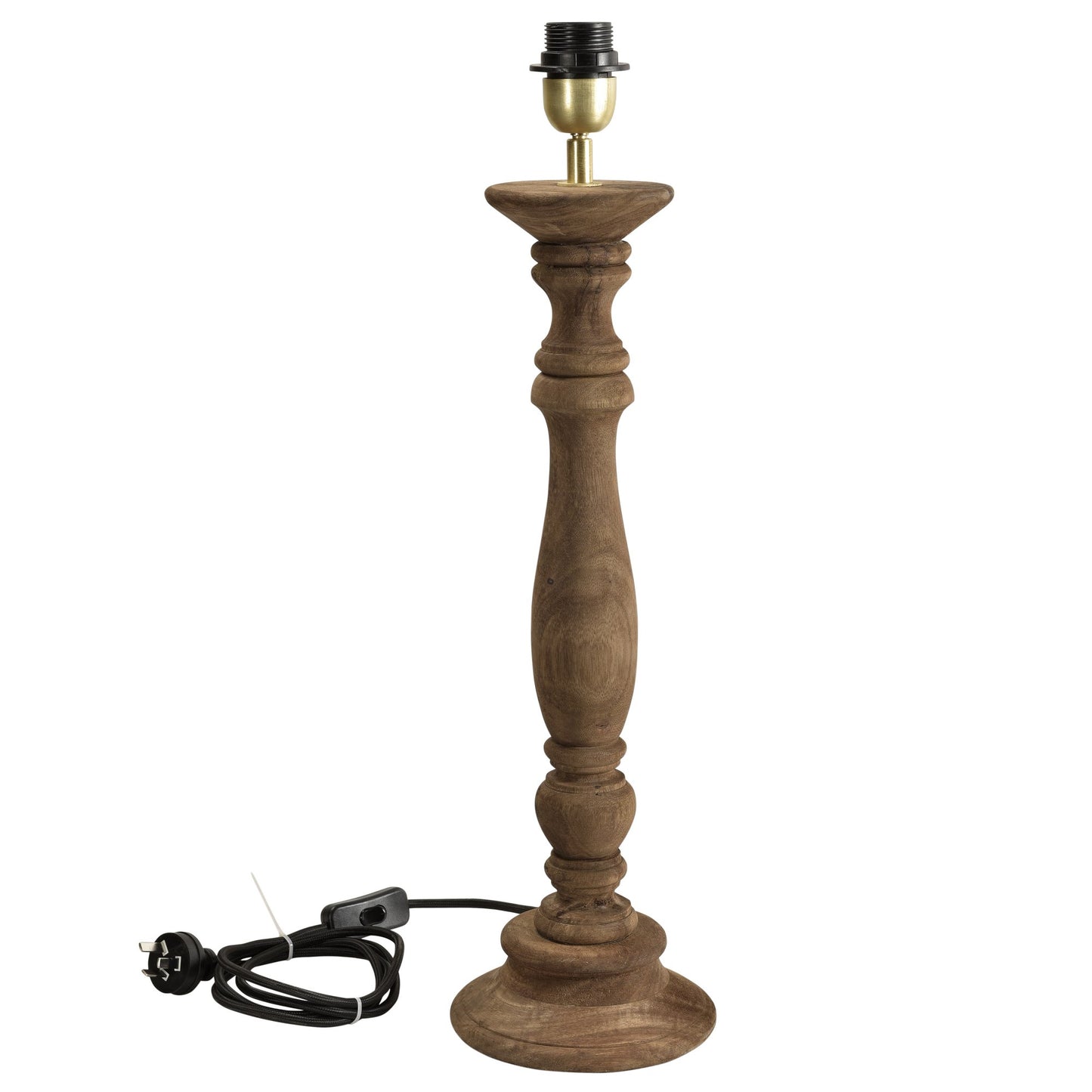 Candela Small - Dark Natural - Turned Wood Candlestick Table Lamp-abc
