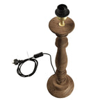 Candela Small - Dark Natural - Turned Wood Candlestick Table Lamp-abc