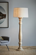 Candela Large - Natural - Turned Wood Candlestick Floor Lamp-abc