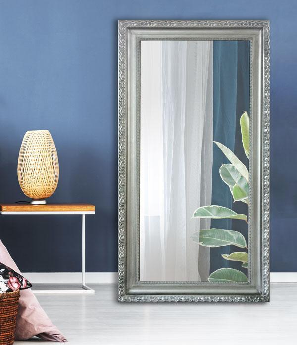 Charlotte Ornate Mirror Antique Silver 171cm-abc