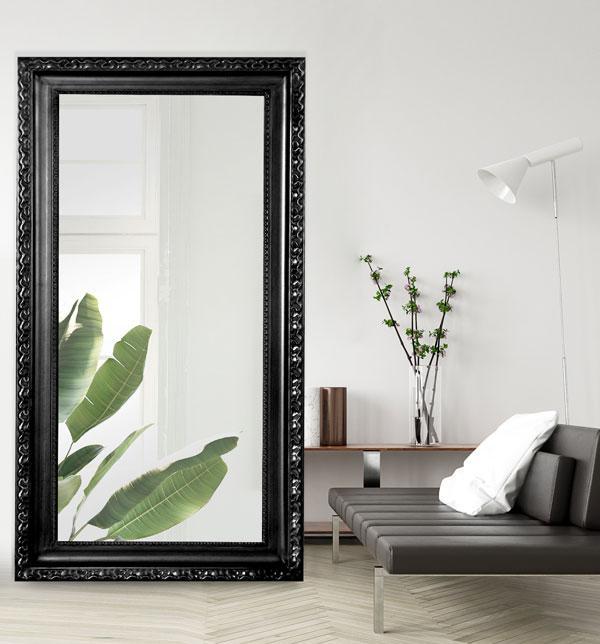 Charlotte Ornate Mirror Black 171cm-abc