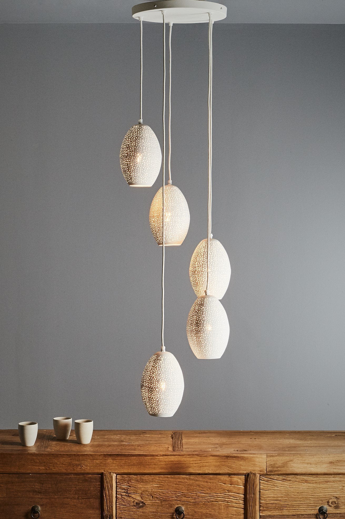 Constellation - White - Perforated Pendant Light Cluster-abc