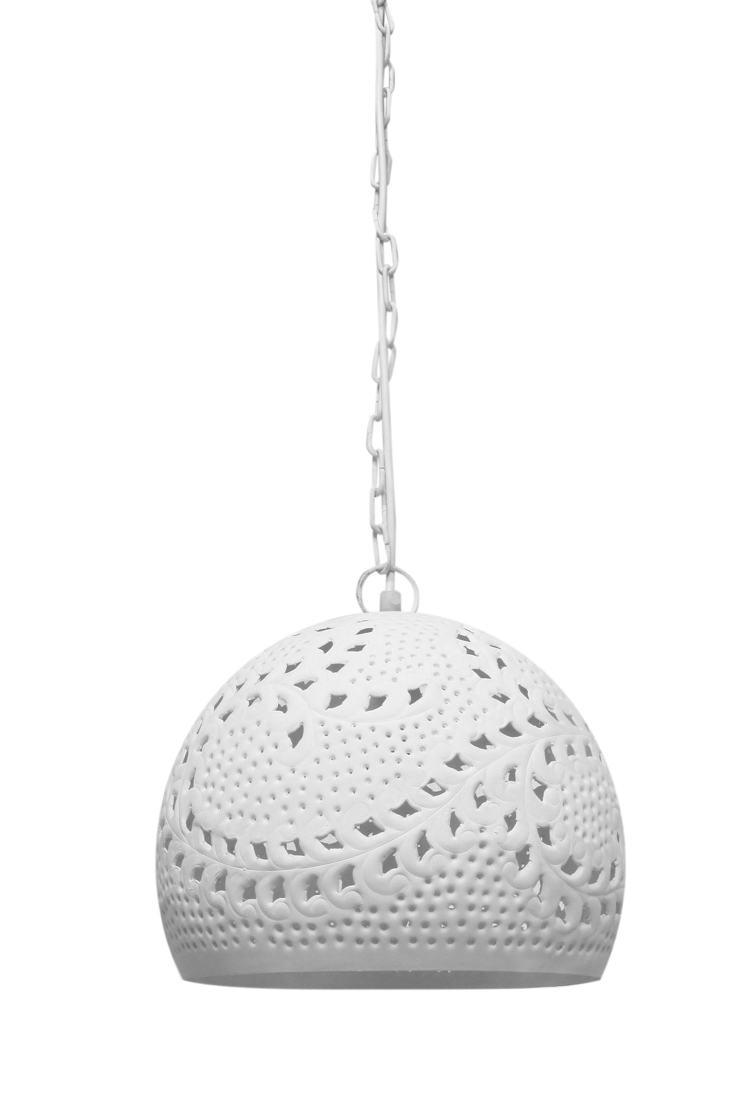 Coral Small - White - Hand Cut Patterned Dome Pendant Light-abc