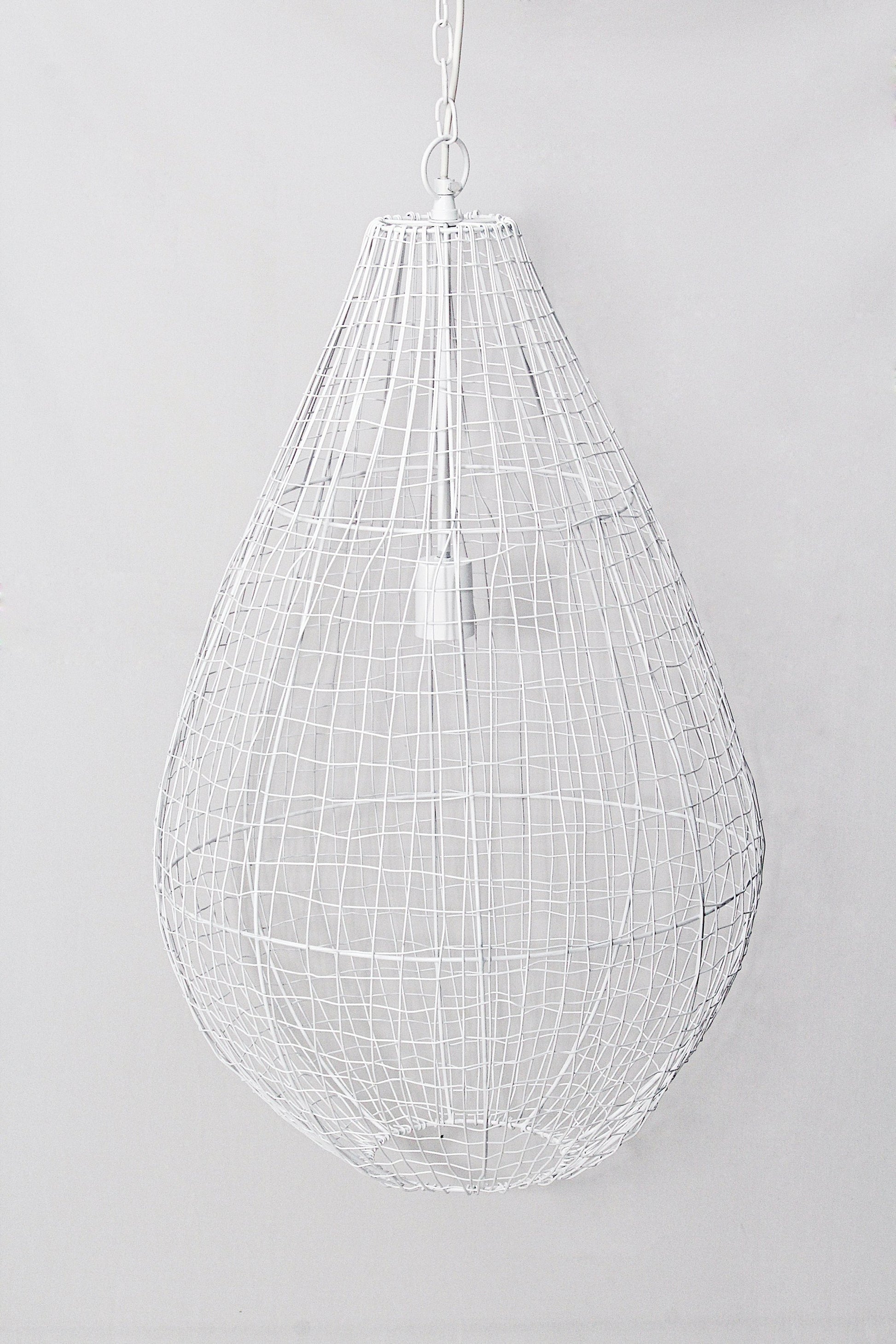 Cray Pot Large - White - Wire Weave Teardrop Pendant Light-abc