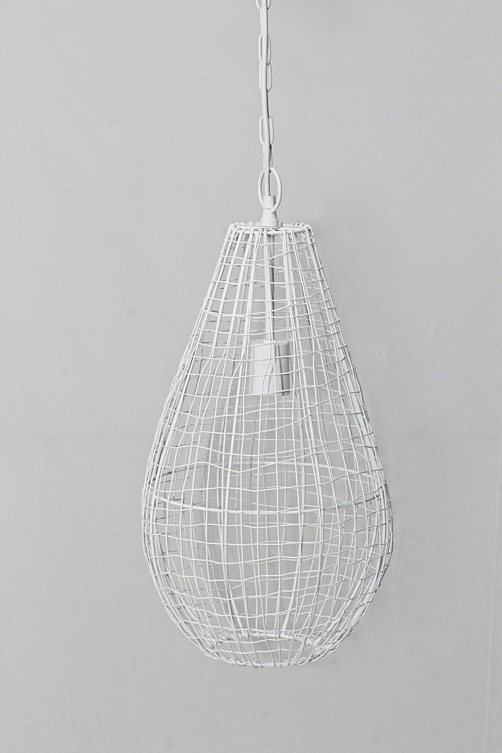 Cray Pot Small - White - Wire Weave Teardrop Pendant Light-abc
