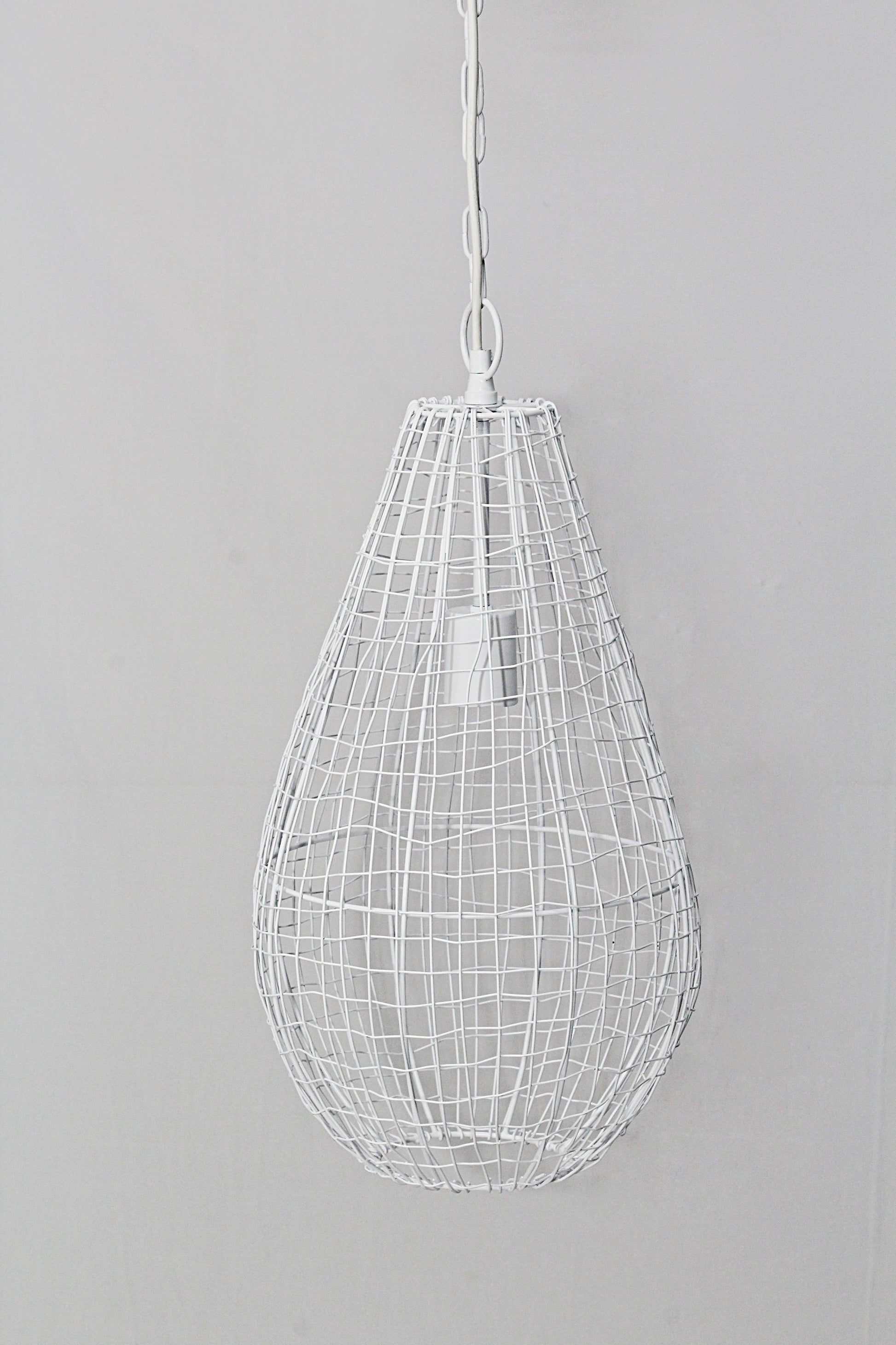 Cray Pot Small - White - Wire Weave Teardrop Pendant Light-abc