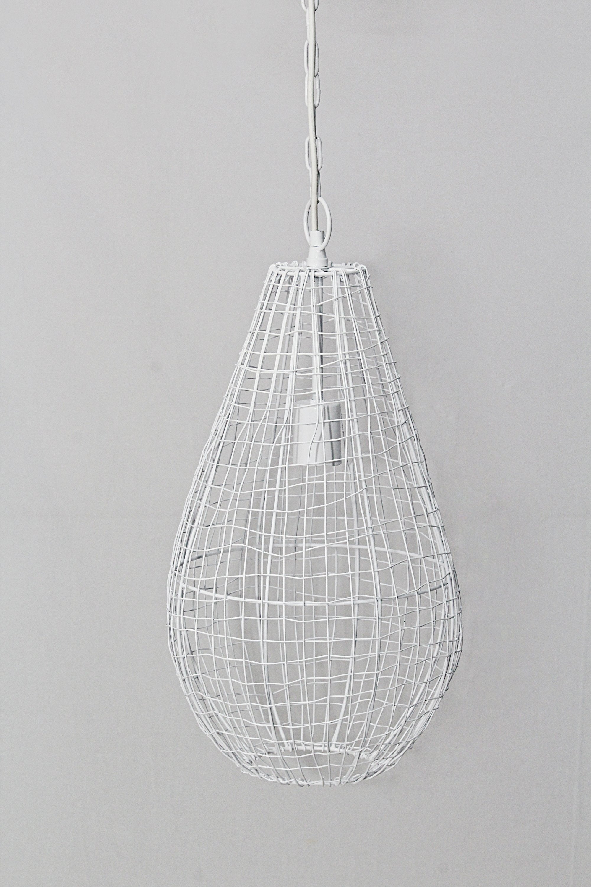 Cray Pot Small - White - Wire Weave Teardrop Pendant Light-abc