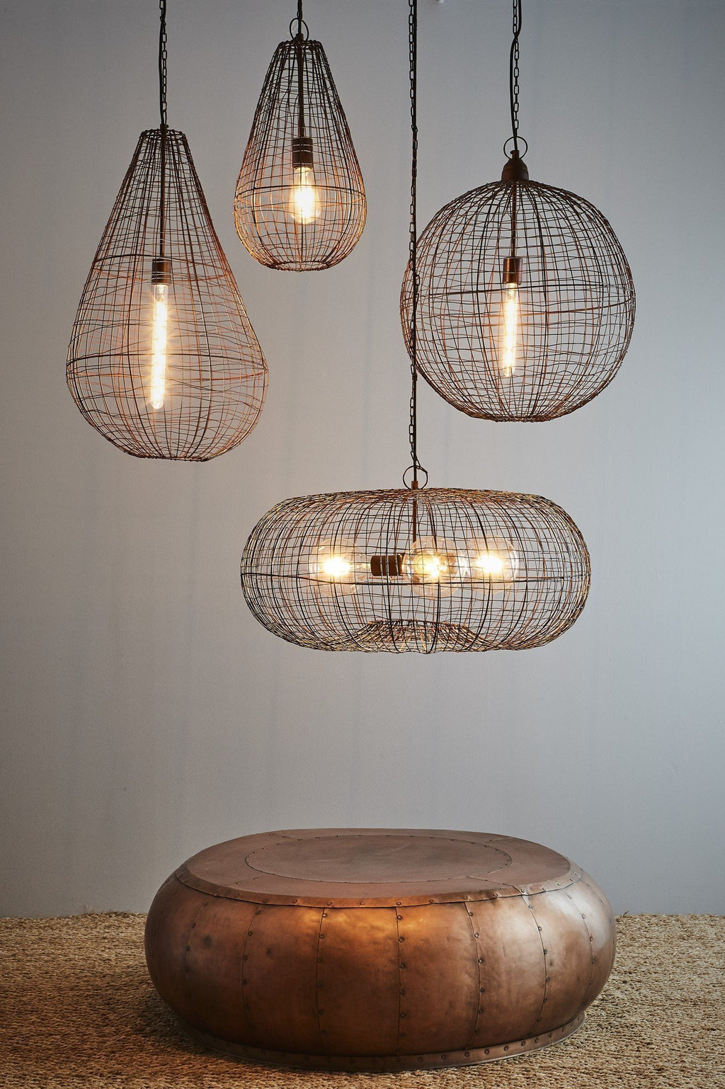 Cray Pot Large - Antique Copper - Wire Weave Teardrop Pendant Light-abc
