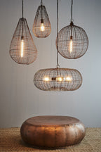 Cray Pot Large - Antique Copper - Wire Weave Teardrop Pendant Light-abc