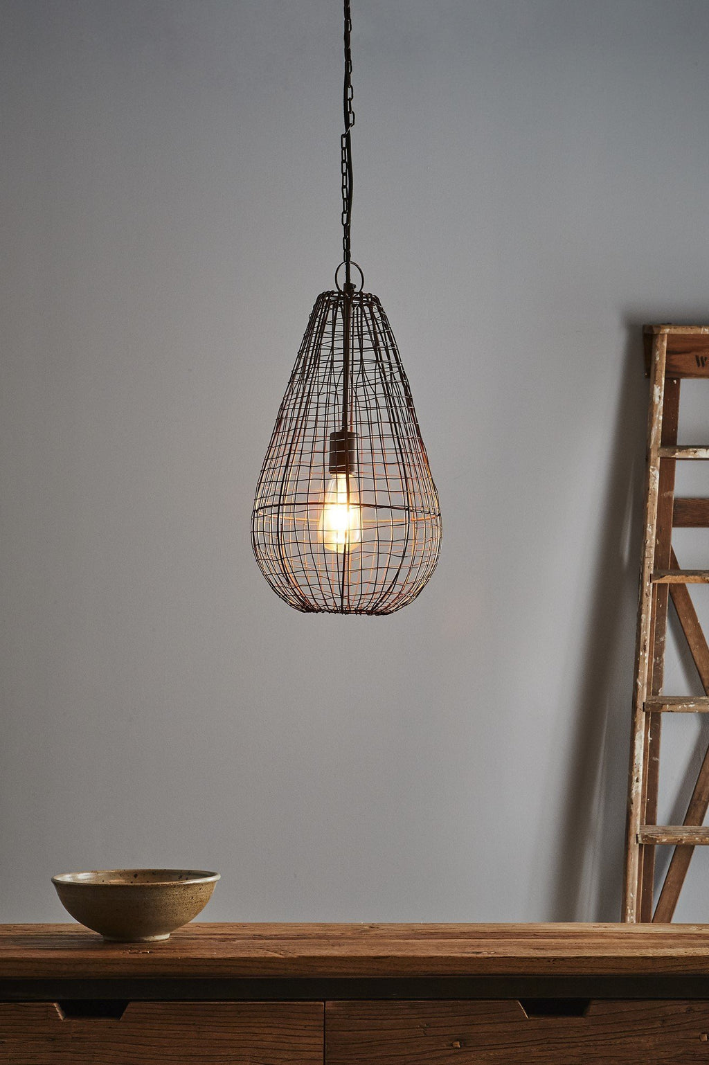 Cray Pot Small - Antique Copper - Wire Weave Teardrop Pendant Light-abc