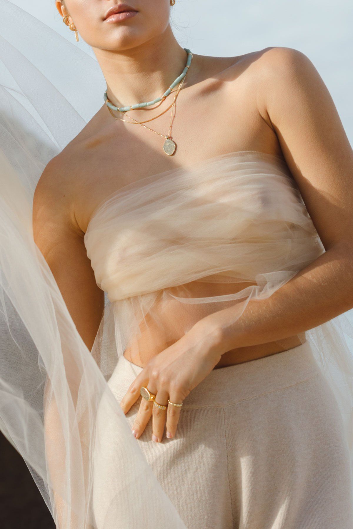 Aqua bay necklace gold plated-abc