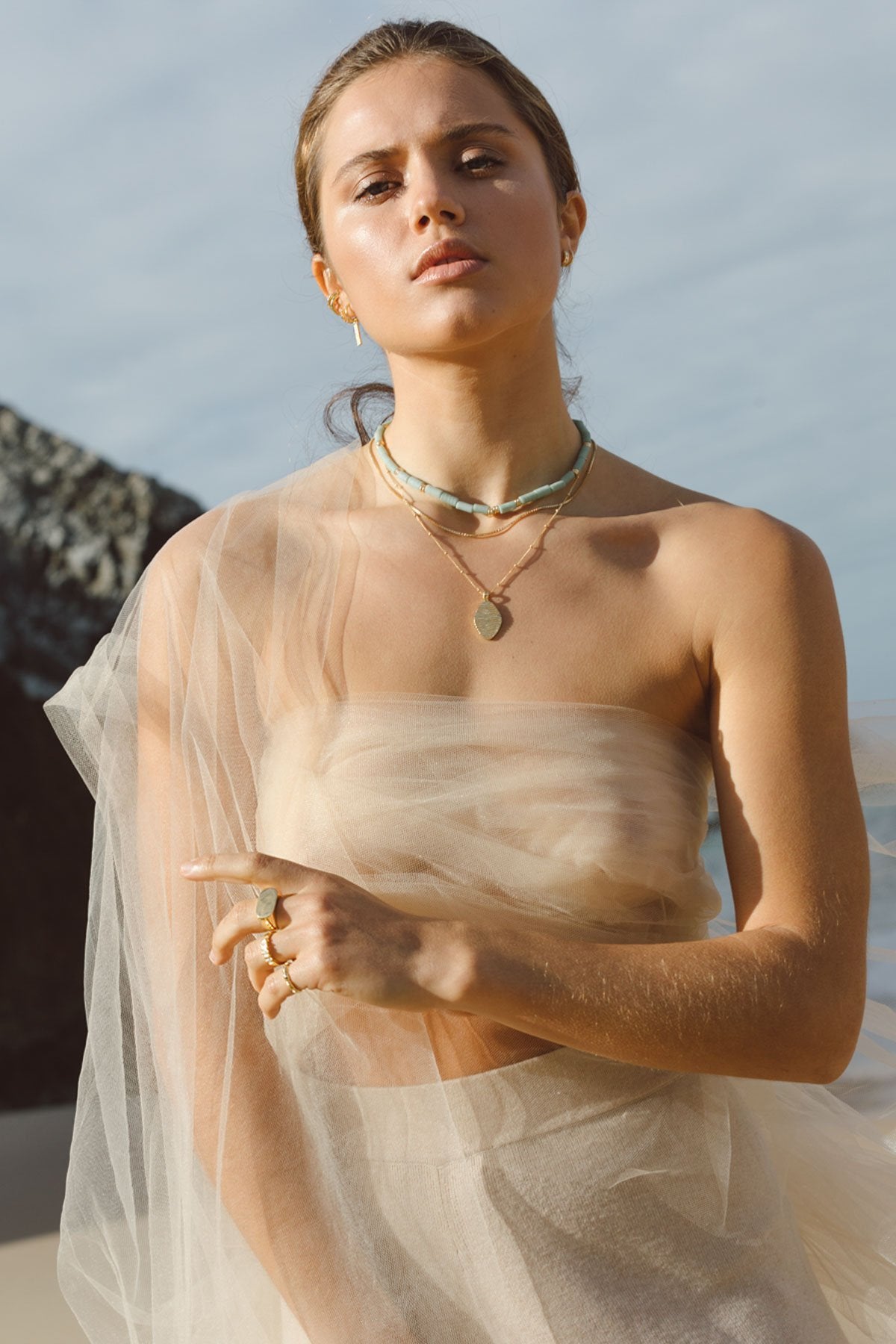 Aqua bay necklace gold plated-abc