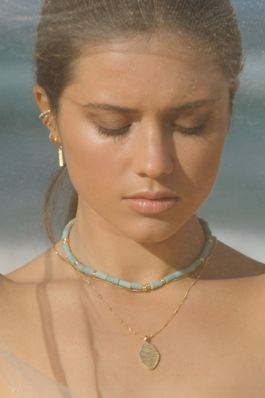 Aqua bay necklace gold plated-abc