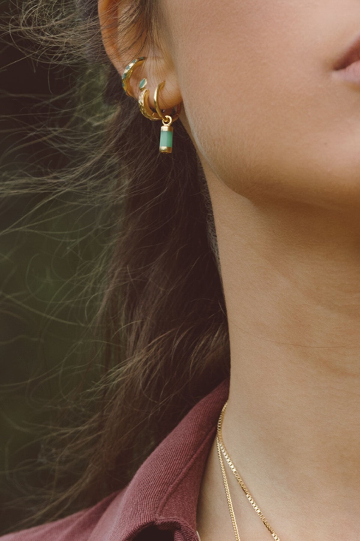 Aqua bay drop earring gold plated-abc