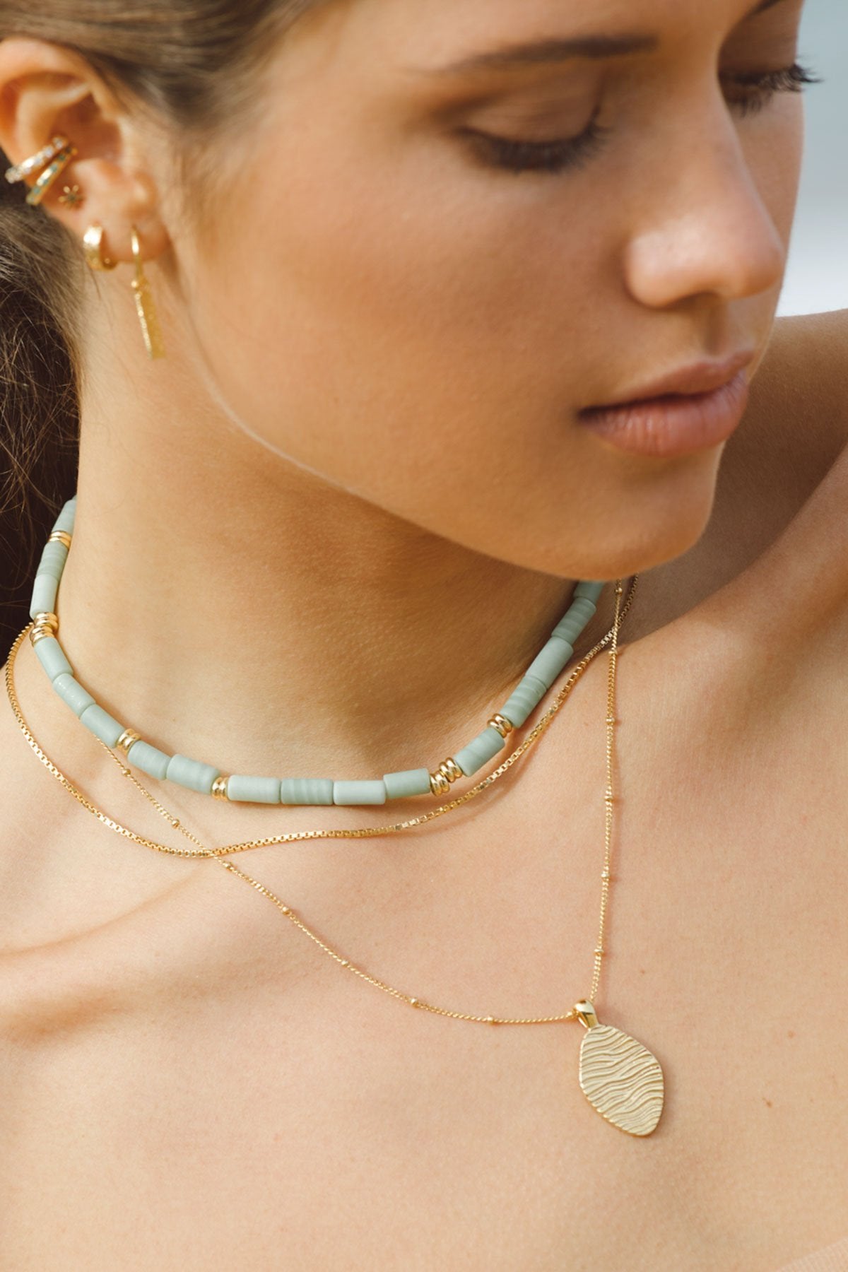 Aqua bay necklace gold plated-abc