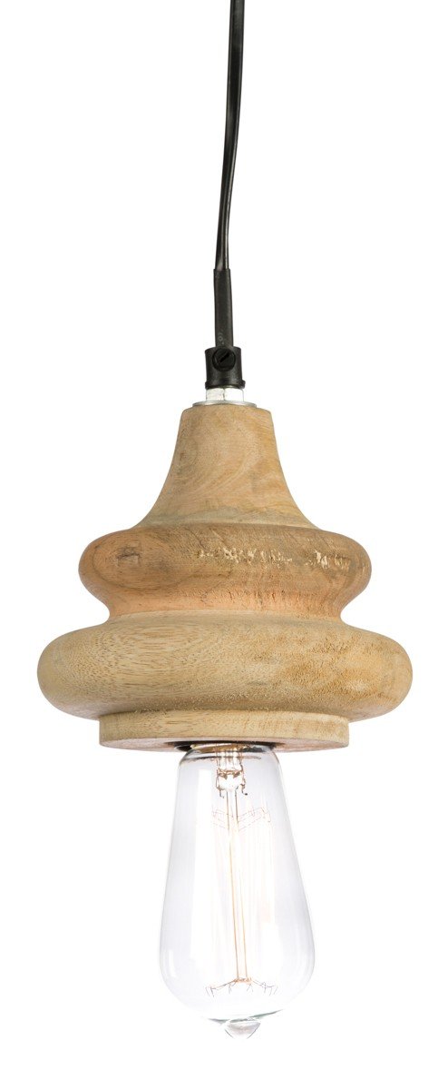 Mango Wood Pendant Light with Raw Aluminium Canopy-abc