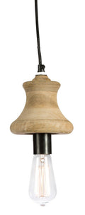 Mango Wood Pendant Light with Raw Aluminium Canopy-abc