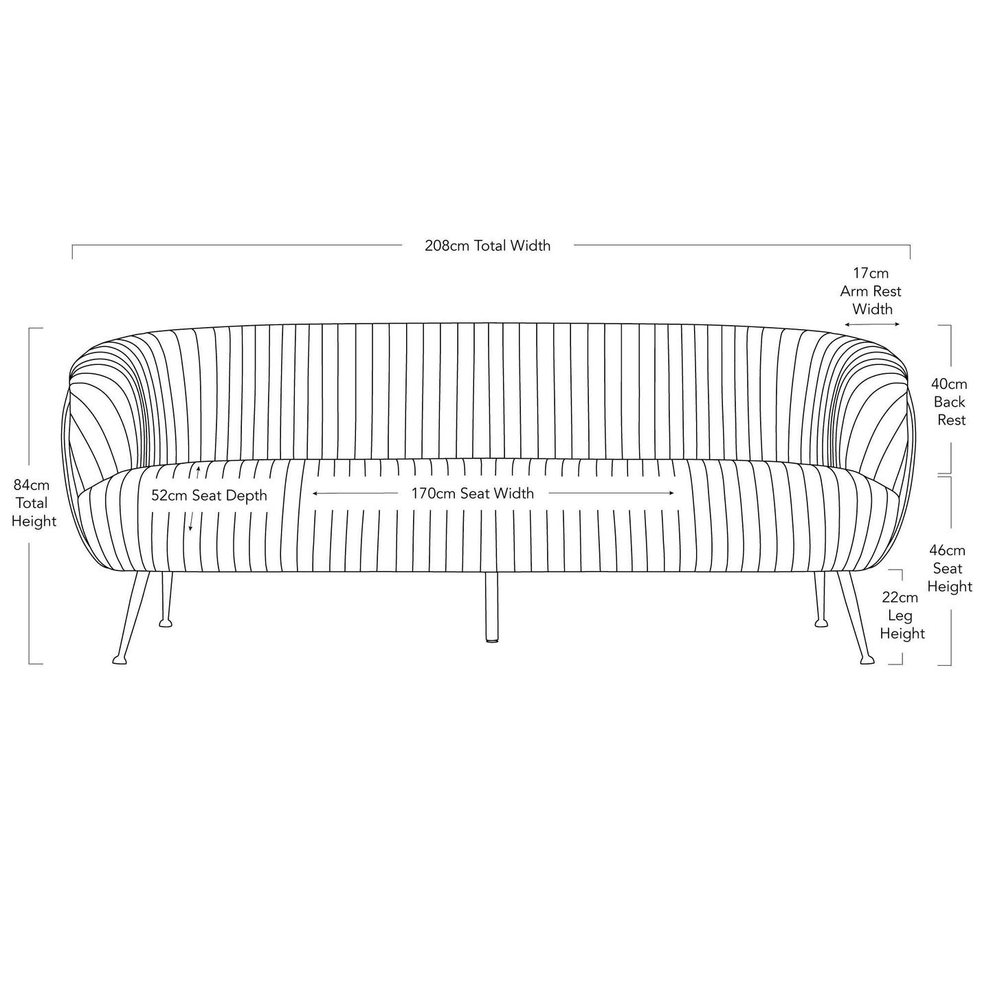 Perugia Three Seater Sofa - Ruby-abc