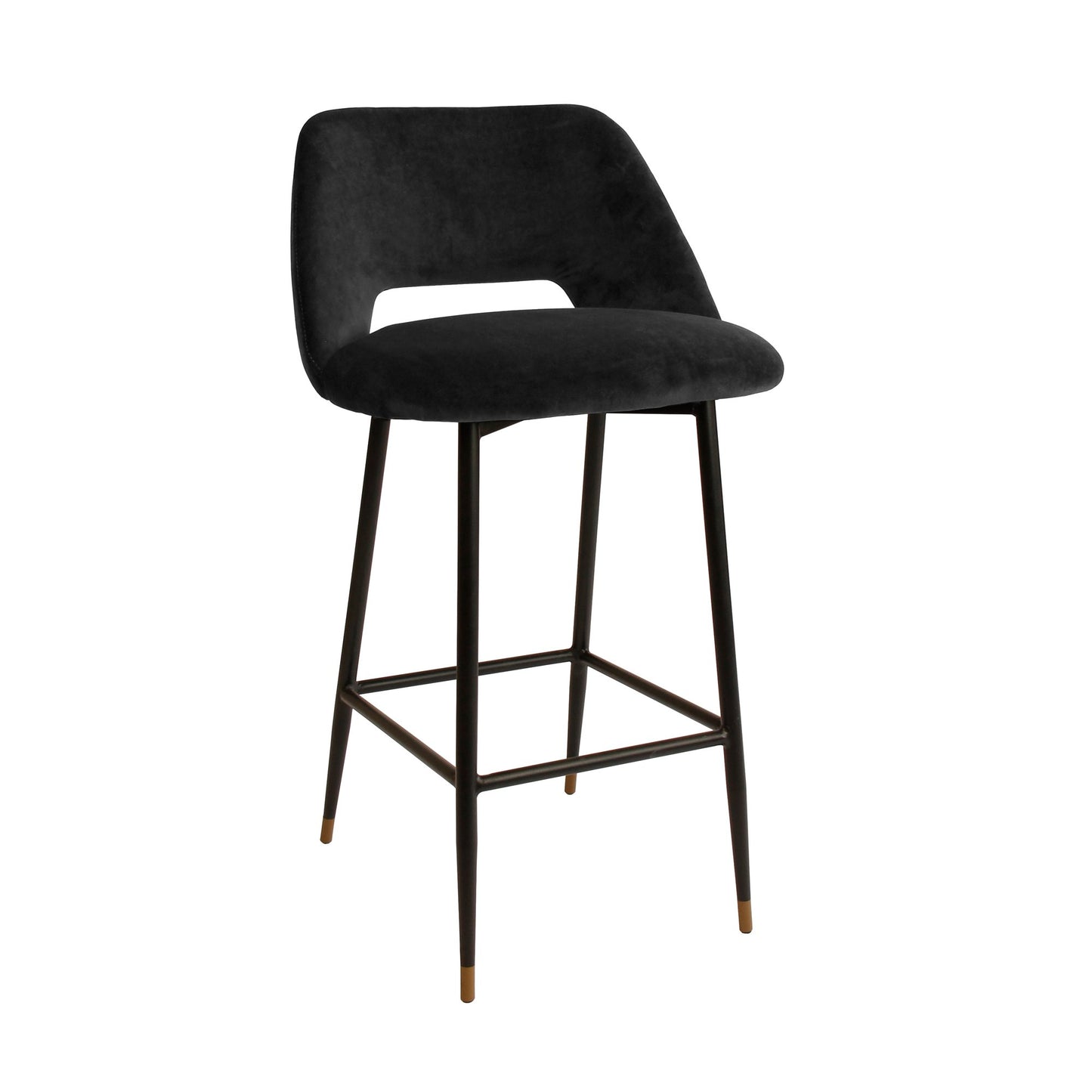 Milan Velvet Bar Stool - Black-abc