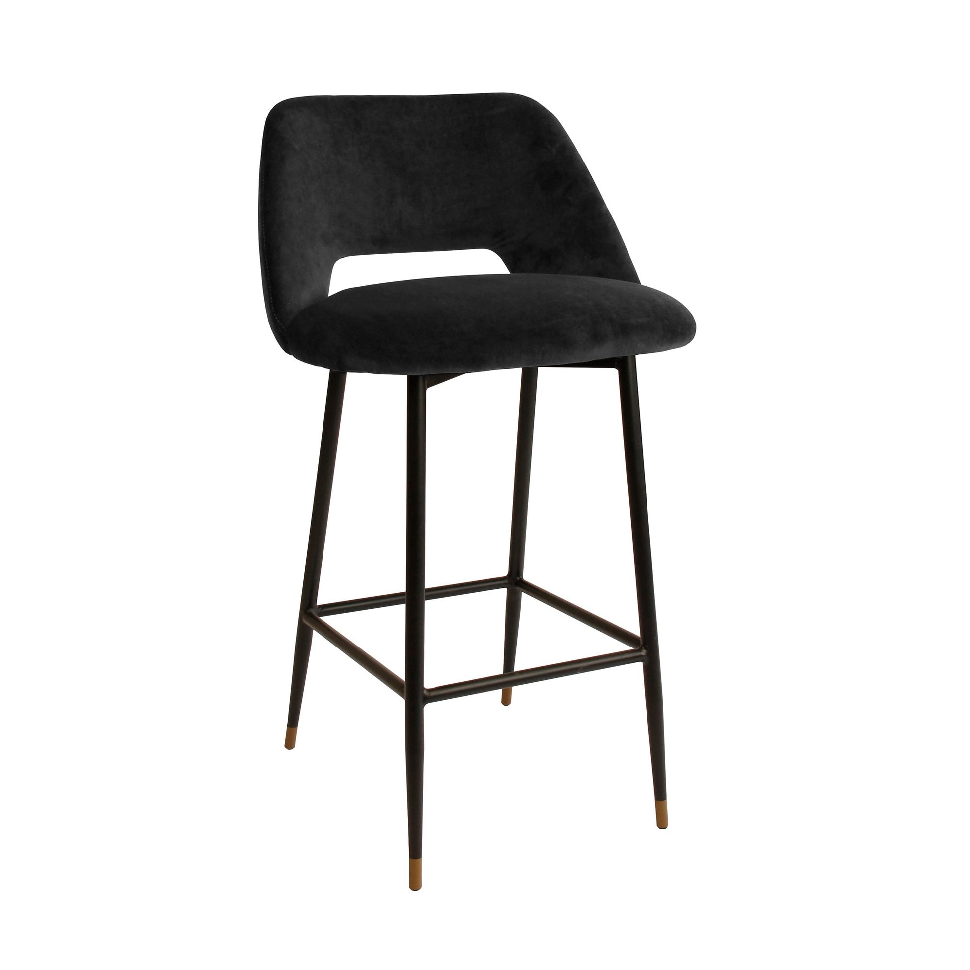 Milan Velvet Bar Stool - Black-abc