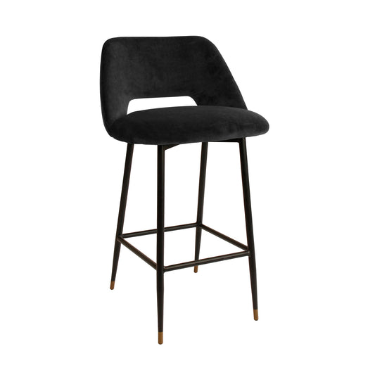 Milan Velvet Bar Stool - Black-abc