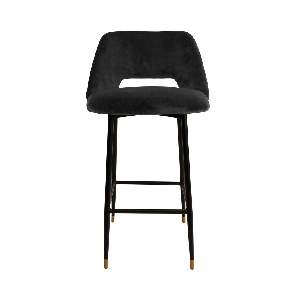 Milan Velvet Bar Stool - Black-abc