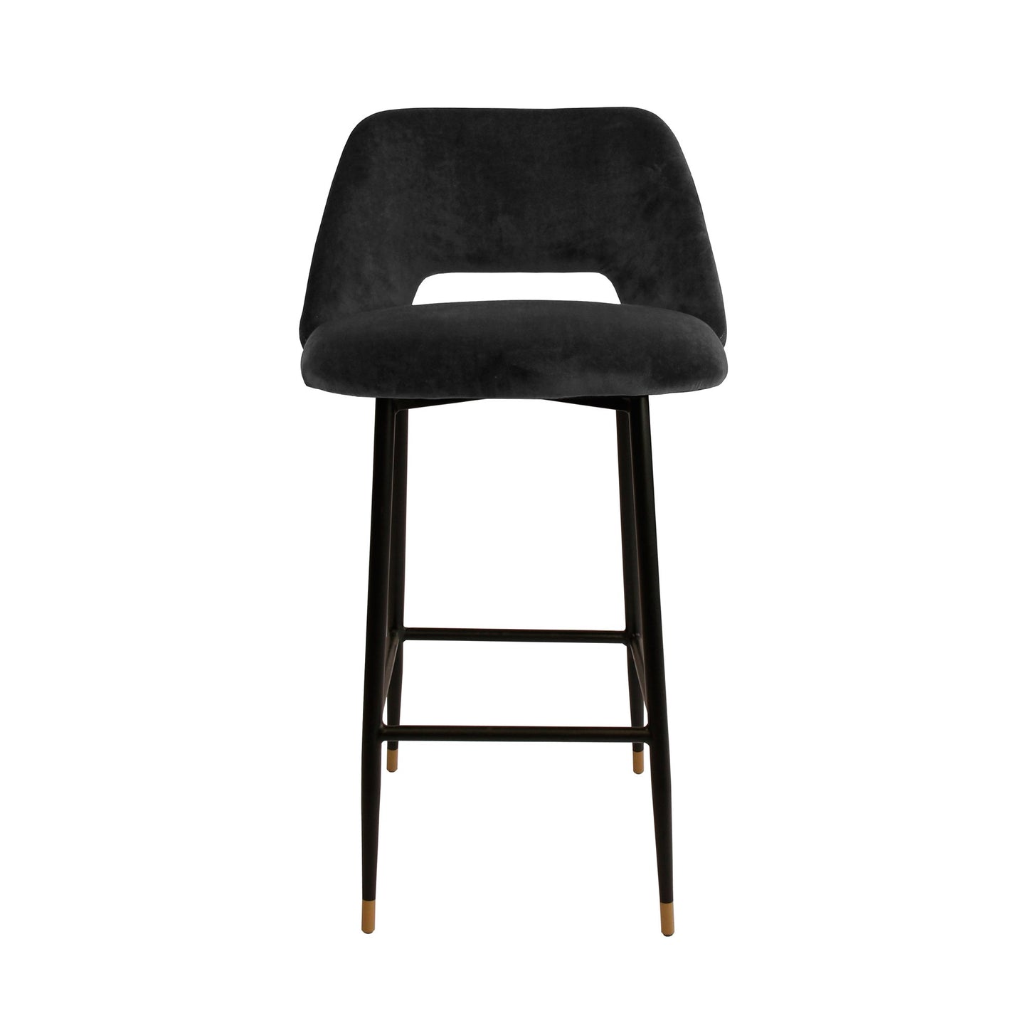 Milan Velvet Bar Stool - Black-abc